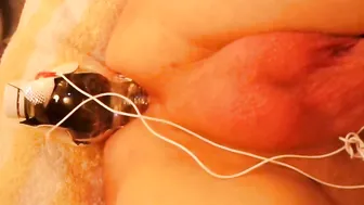 Gay Amateur E-Stim Anal Play with Water Bottle