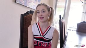 cute pigtails cheerleader teen with braces give rimjob and get fucked while play with hitachi by older guy