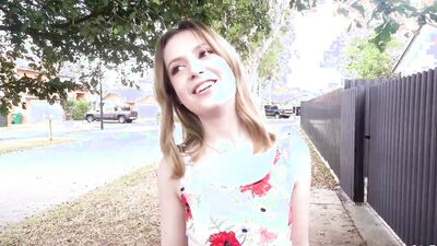 YNGR - Petite Brunette Daisy Bean Loves To Flash And To Ride Big Black Cocks