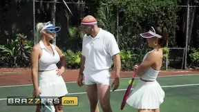 Tennis instructor's meat shared by Phoenix Marie and Kelsi Monroe