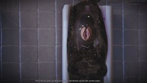 b063 Black vinyl prison bed - stinky face-sitting hell And the terrifying masturbation sleeve headgear and human chair