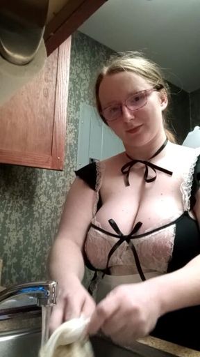 Naughty Maid washing dishes
