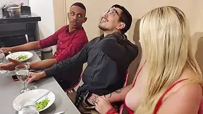 Cuckold Is Distracted Closing Deals While I Get Under The Table To Suck My Partners Cock