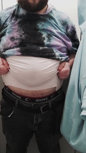 Fat Bear Jerks off on Toilet and Licks up His Cum