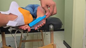 Shy Sin facedown tickle treatment (feet camera)