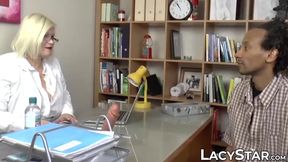 GILF doctor Lacey Starr cures patient with interracial sex
