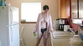 Inara Byrne Cleans The Kitchen In The Nude Showing Her Sexy Mature Bod