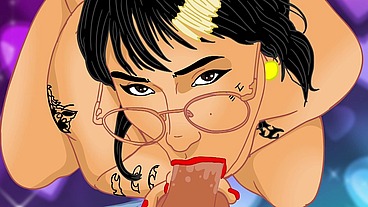 Big titty goth Girl cartoon - huge lil booty petite sexy woman.