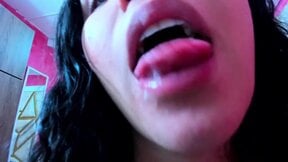 ErikaHill sexy brunette sucking black dildo