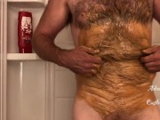 Hairy Dude Rubs Peanut Butter All Over His Belly