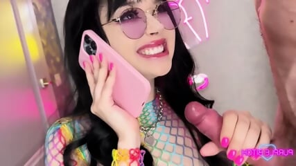Purple Bitch Gets Filled While On The Phone