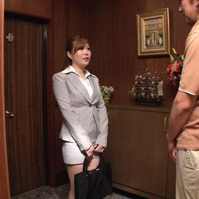 Japanese MILF businesswoman lets the client fuck her, so she can win the business worth millions