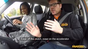 Fake Driving School- Gorgeous Black Sade Fails Her Test in a Car with Ryan & Rides Him Cowgirl Style with Creampie Finish