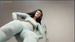 Giantess in yoga pants stomping
