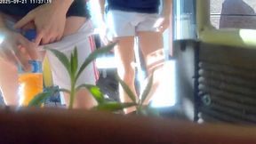 Redhead boy Jules tries to pee in a bottle hiding from his flatmate Simon. Caught, it ends up in watersports and a blowjob tease