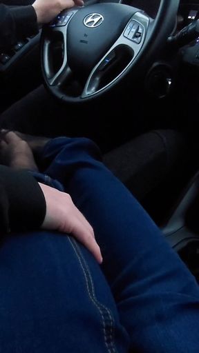 Amateur MILF in jeans and nylon socks gives a taxi driver a footjob   Clip 2