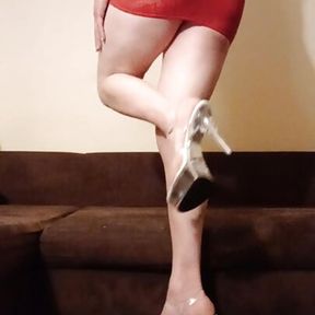 Just a little teasing with my bubble butt in a dress and high heels