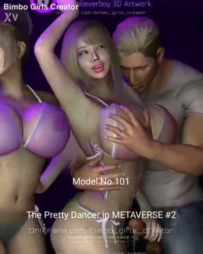 Cute pretty girls dance and take Cum in Metaverse 2