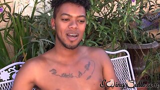 Ebony man masturbates solo