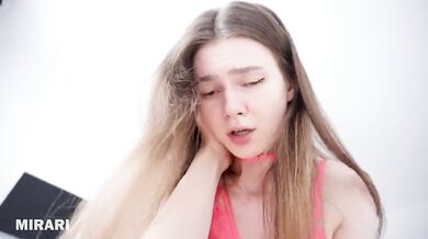 Hot amateur model deep throat with tiny tight wet pussy drenched in her own juice