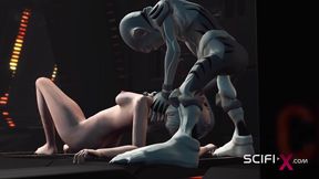 Sex With An Alien In Spaceship. Sexy Blonde Gets Fucked By Alien