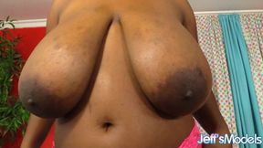 Ebony BBW Marie Leone rides huge machine dildo