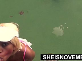 Paid Her Debt With Her Mouth, Point Of View Rough Blowjob with Huge Natural Saggy Ebony Titties Out,