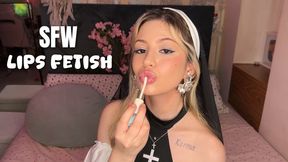 LIPS FETISH NUN - drool Over My Shiny Wet Lips