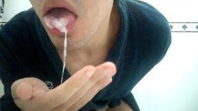 Youngster Licking jizm three phat geysers