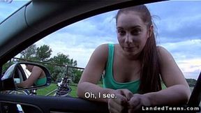 Redhead teen amateur outdoor sex from a daring angle