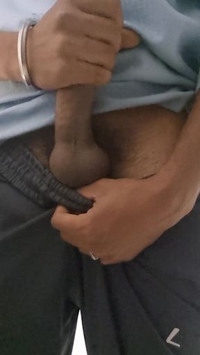 Indian guy massage his huge cock