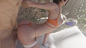 Busty babe gets risky bareback pounding on sunny public beach by hunk