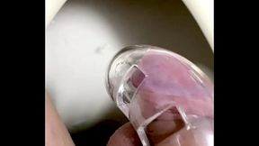 在貞操鎖裡尿尿與射精