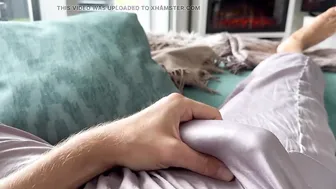 Uncut Stud Teases Big Cock in Silk Pajamas Before Huge Cumshot