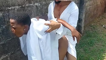 Hijab Outdoor African village fuck after she waited so long for free sex