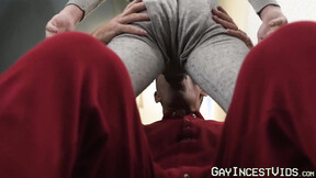 ”Petite twink gives intense blowjob to throbbing meat step dad”