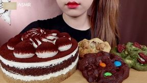 Asian Princess Yani ASMR Chocolate Feast Pt 8 in HD creamy puffy chocolate sponge cake Cream LOVERS Food Porn Fetish Chewing Licks Noisy Swallowing Close-Up No Talking tight Red Lips