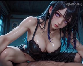 Raven Mortis Instructs Me to Stay Still, Her Dark Magic Filling the Room While I Obey Every Silent Command - Ai Generated