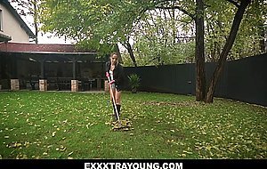 Mona Blue is doing her gardening before getting FUCKED