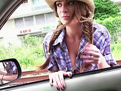 Sexy Cowgirl Dillion desperately rides a random dick