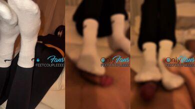 Standing cock trampling with Nike socks + Sockjob