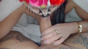 Stepson's cum gets licked by hot milf stepmom