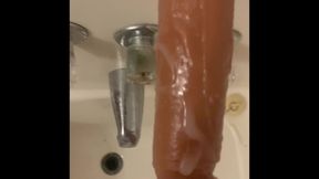 Shower Fuck and Cum on dildo