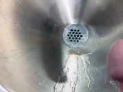 Stroking my dick on a break at work while customers try to get in the bathroom