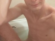 Very very skinny teen undresses in the bathroom and then shows off his skinny perfect body