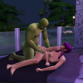 SIMS HORNY OGRE SIDEFUCKS PIXIE SLUT WITH HIS HARD DICK OUTSIDE