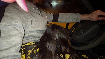 Double blowjob while driving a van
