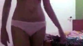 Busty amateur sexy young babe undresses on cam for a stranger