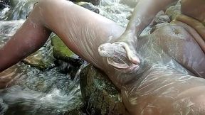 Solo Masturbation and Cumshot Black Dick Outdoors