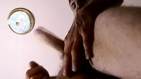 ”Hunky amateur dude with mustache masturbates solo on video”